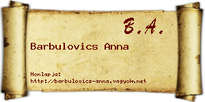 Barbulovics Anna névjegykártya