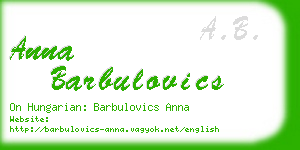 anna barbulovics business card